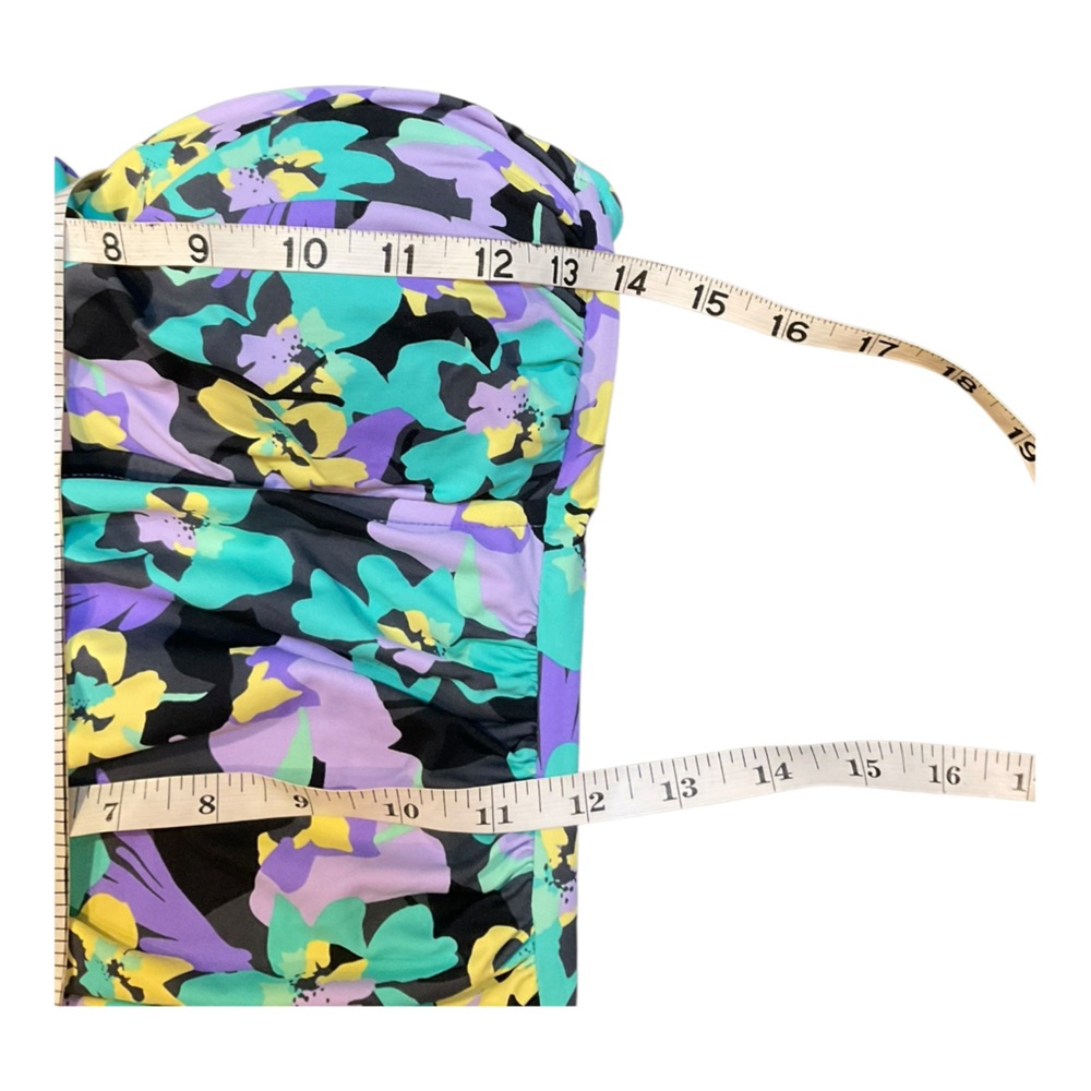 Anne Cole Women’s Strapless One Piece Swimsuit Green Purple Yellow Floral Size 6 - Picture 10 of 13